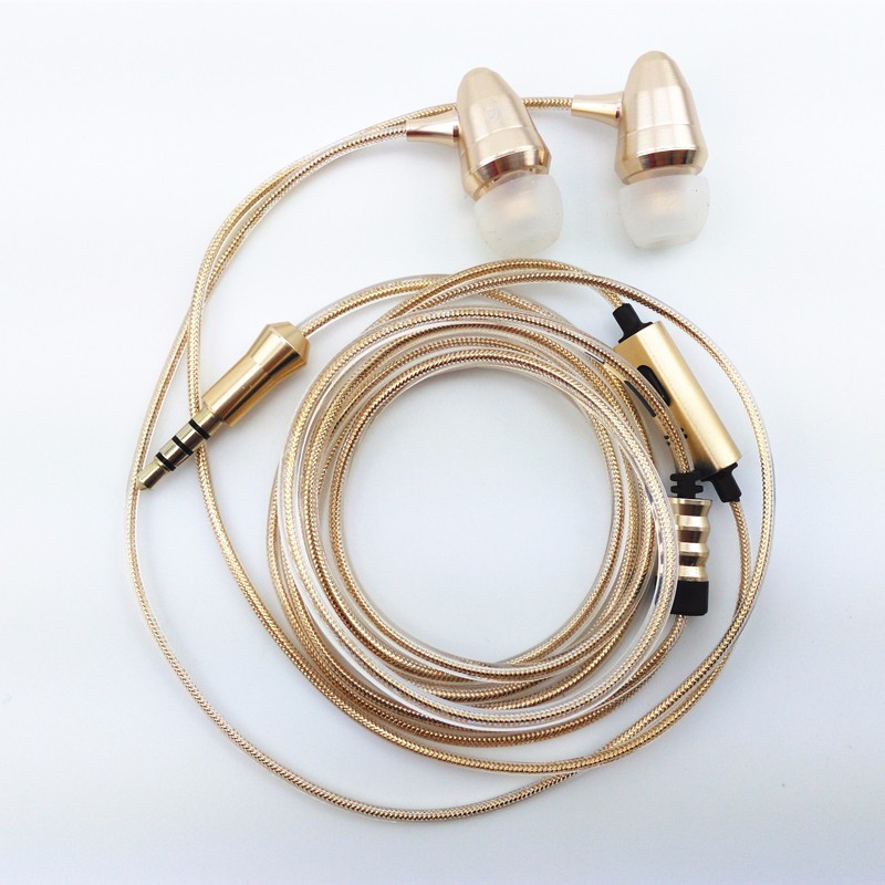 Powerful Bass Headset Gold Bullet HiFi Earphone Premium Metal With Mic