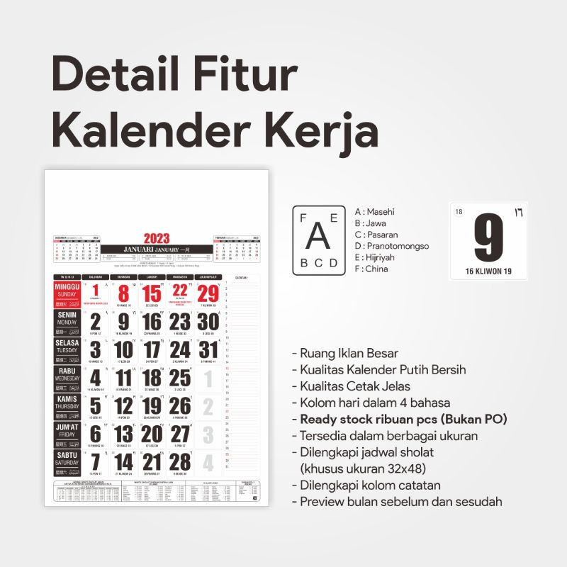 

KALENDER KERJA 2023 UKURAN 32 X 48 READY STOCK