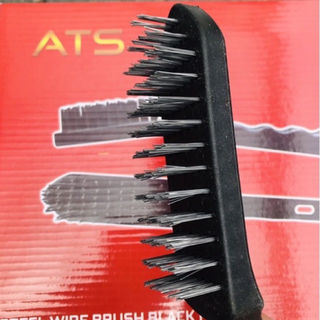 Sikat Baja ATS Gagang Plastik Hitam 6 baris - Sikat Kawat Baja gg Plastik Hitam - Sikat Kawat Kasar - Sikat Baja 6baris - Steel Wire Brush Black Handle ATS