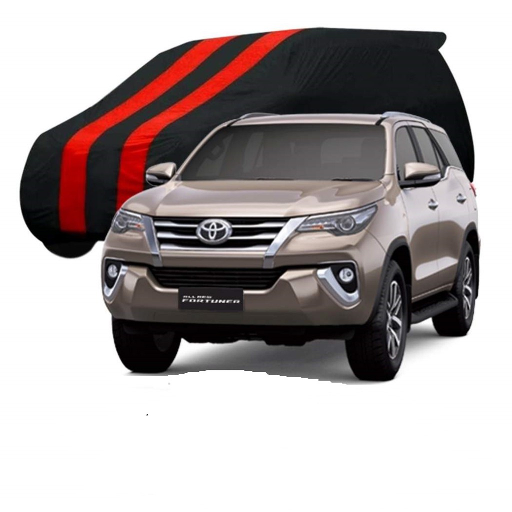 Body Cover Fortuner Pajero Selimut Mobil Pelindung Sarung Hitam List Merah