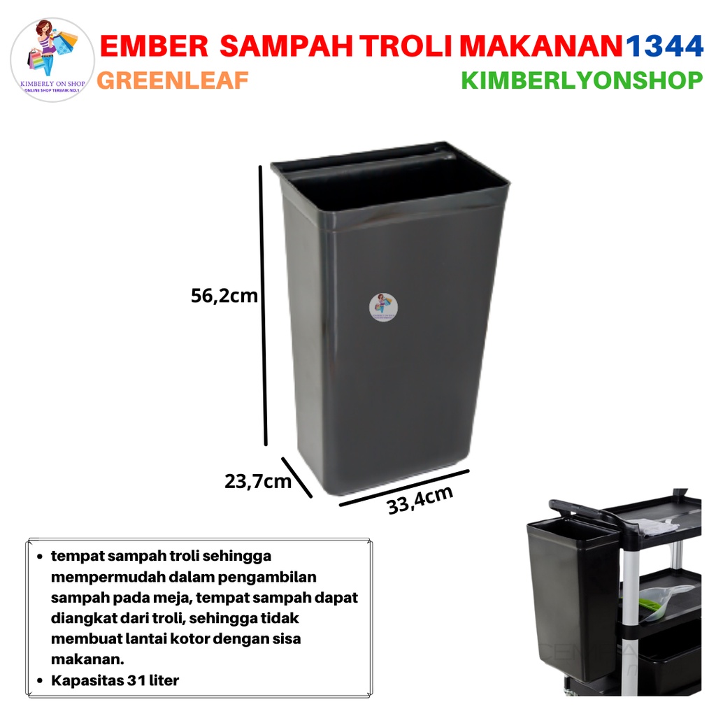 Tempat Sampah Plastik Dinning Trolley Compania Dustbin 1344 Green Leaf