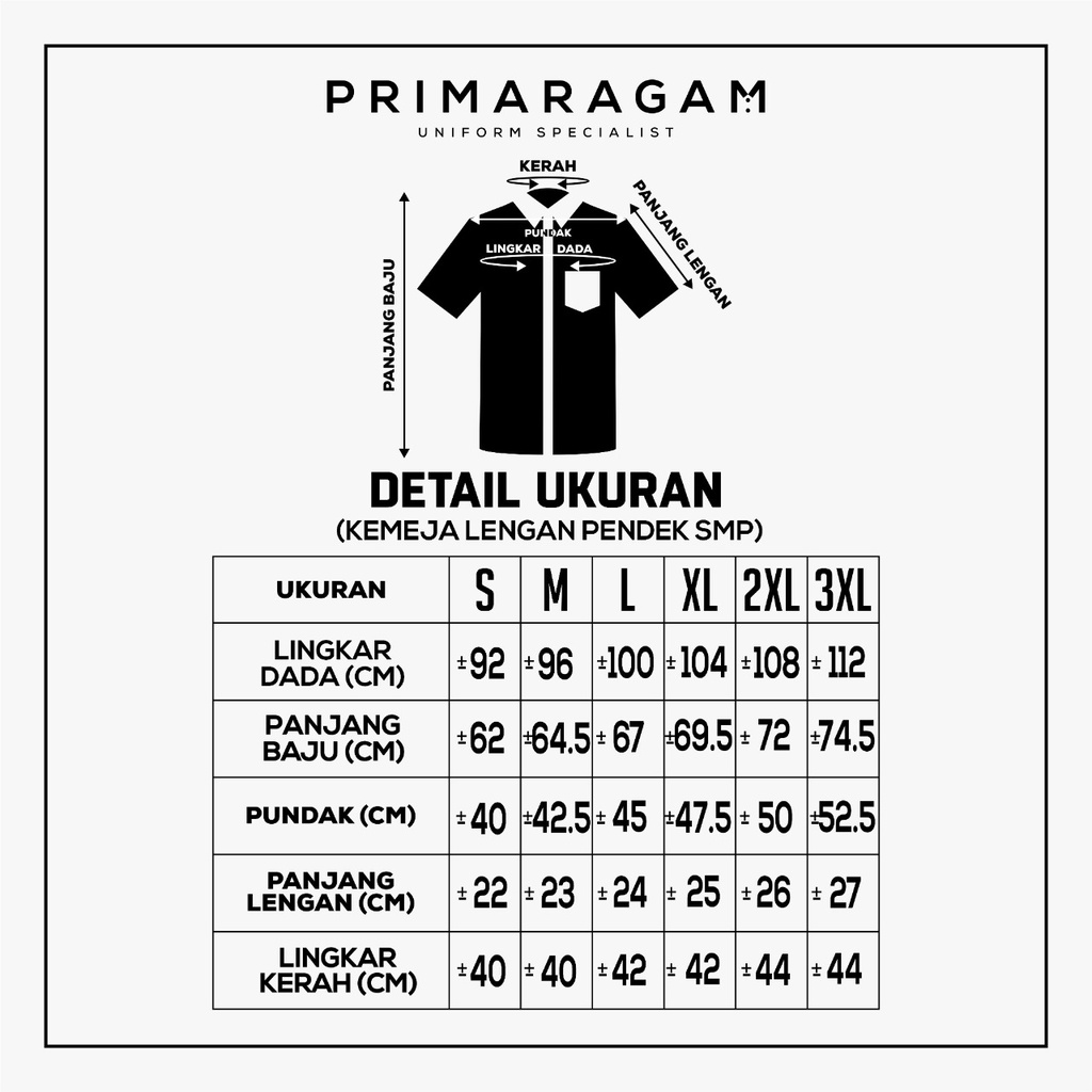 Kemeja smp baju sekolah smp seragam smp baju seragam sekolah smp putih lengan pendek smp-001-2