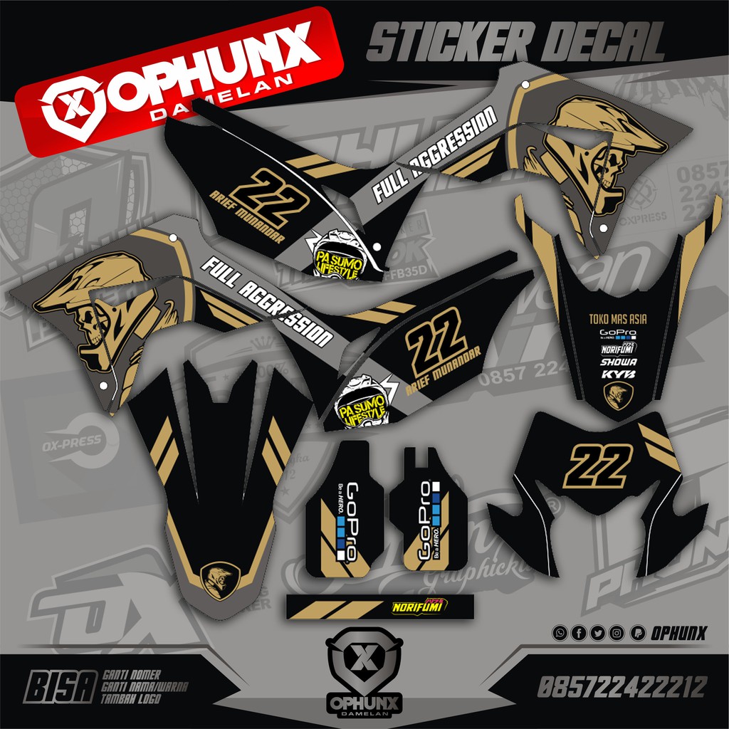 Stiker Decal CRF New Custom Gold Supermoto