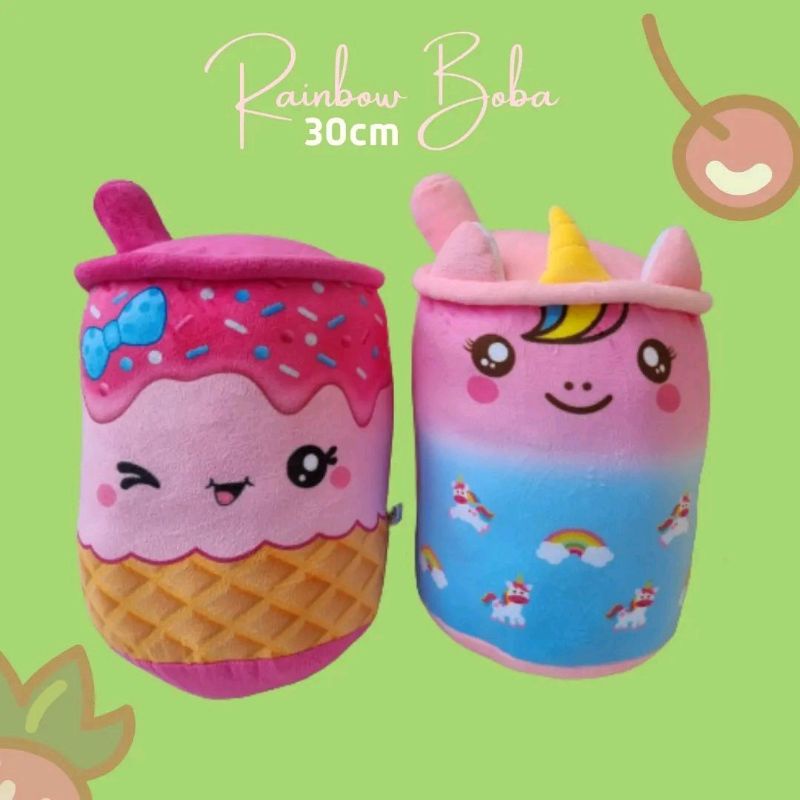 BONEKA BOBA PELANGI UNICORN MEDIUM 30 CM