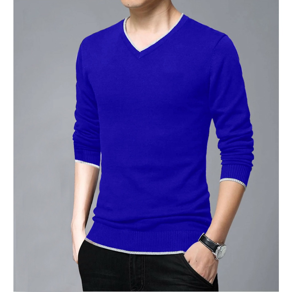 AMOSJKT28.ATASAN LENGAN PANJANG.ATASAN PRIA DEWASA./JUMPER/BAJU SWEATER VNECK