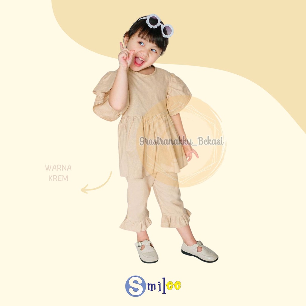 Setelan Anak Smilee Linen Bella Mix Warna Size 1-5t