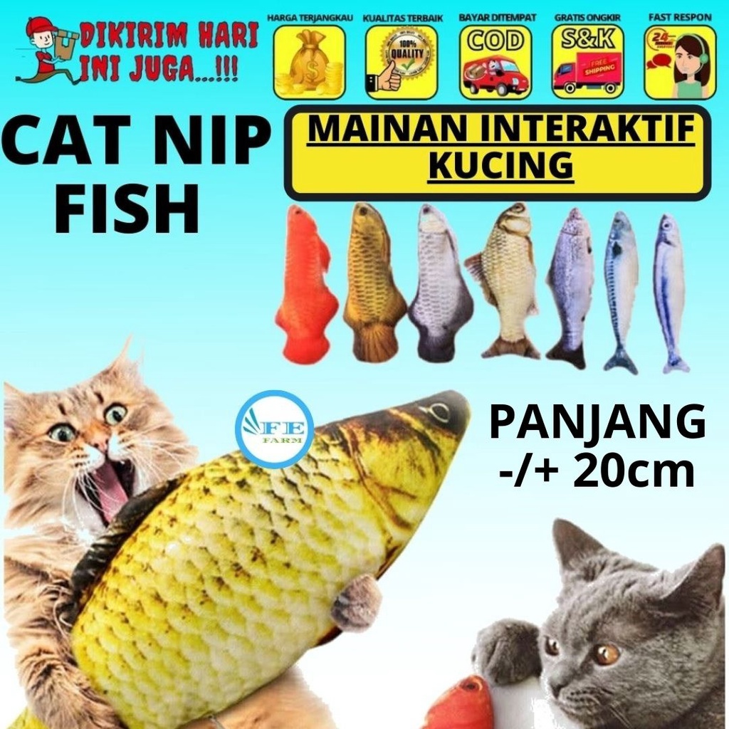 Mainan Interaktif Kucing Catnip Bentuk Ikan FEFARM