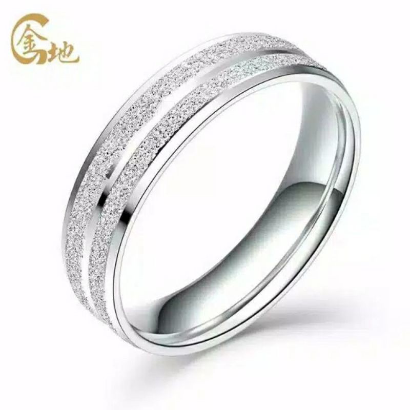 Fourfashion Cincin Pasir motif 2 Garis SILVER