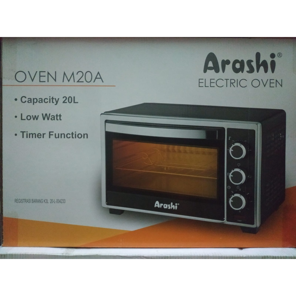 INSTAN OVEN ARASHI M20A Oven Listrik Arashi 20 Liter Low Watt 300W - 600W