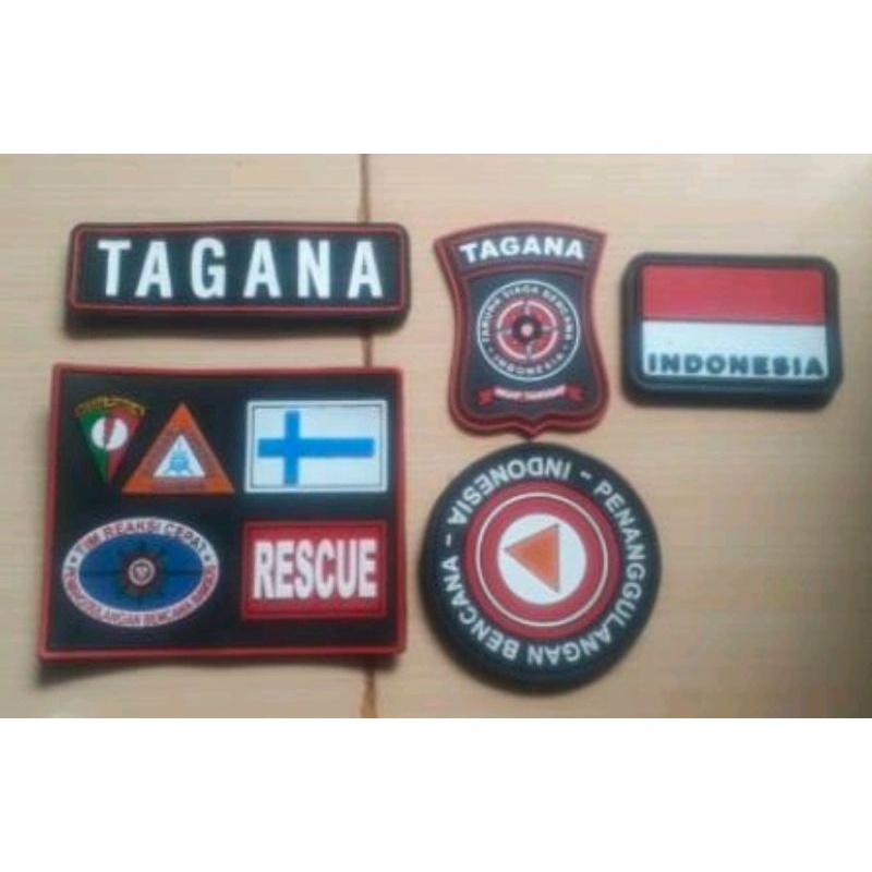 patch rubber logo tagana satu set 5 logo - taruna siaga bencana - tempelan emblem karet velcro