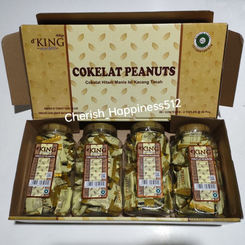 1 Kotak Isi 4 Toples D'KING Bonibol Cokelat Kurma, Cokelat Peanuts (Kacang) dan Hazelnut