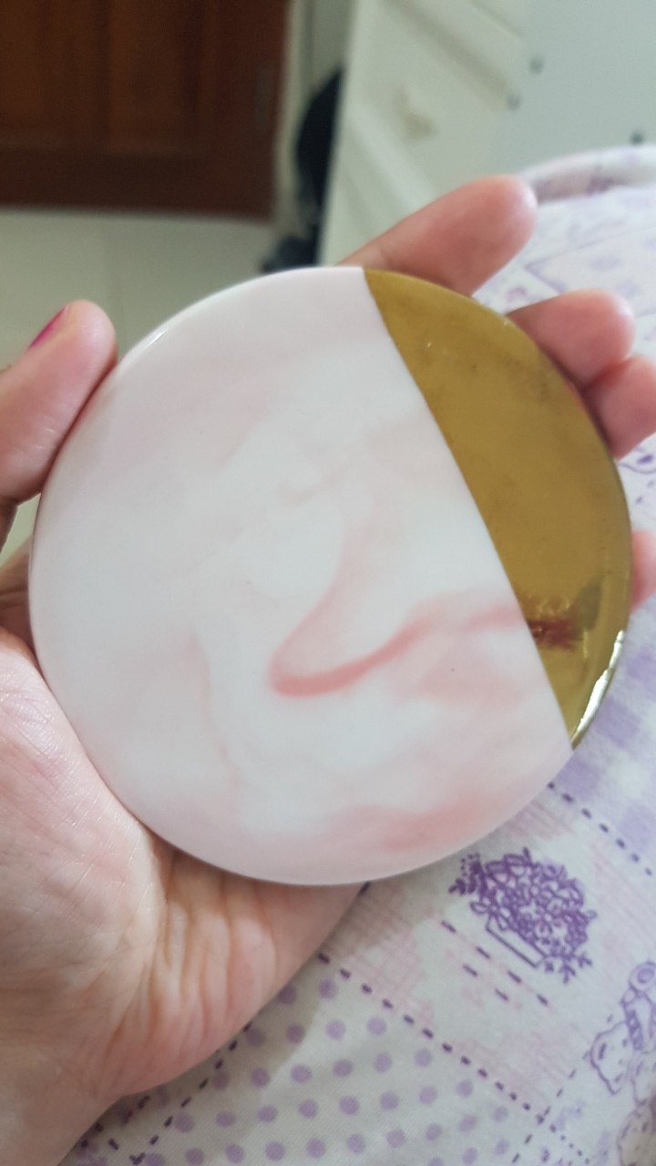 Imperfect Tatakan Gelas Keramik / Alas Gelas Marble Coaster Marmer Motif Gold Anti Panas Anti Selip