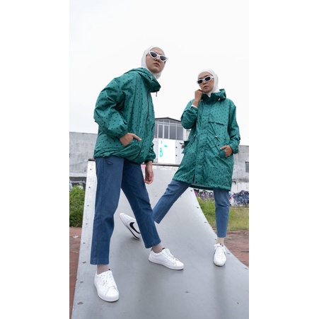 MARIPI JAKET CYCLIST POLKA DAN PARKA POLKA GREEN