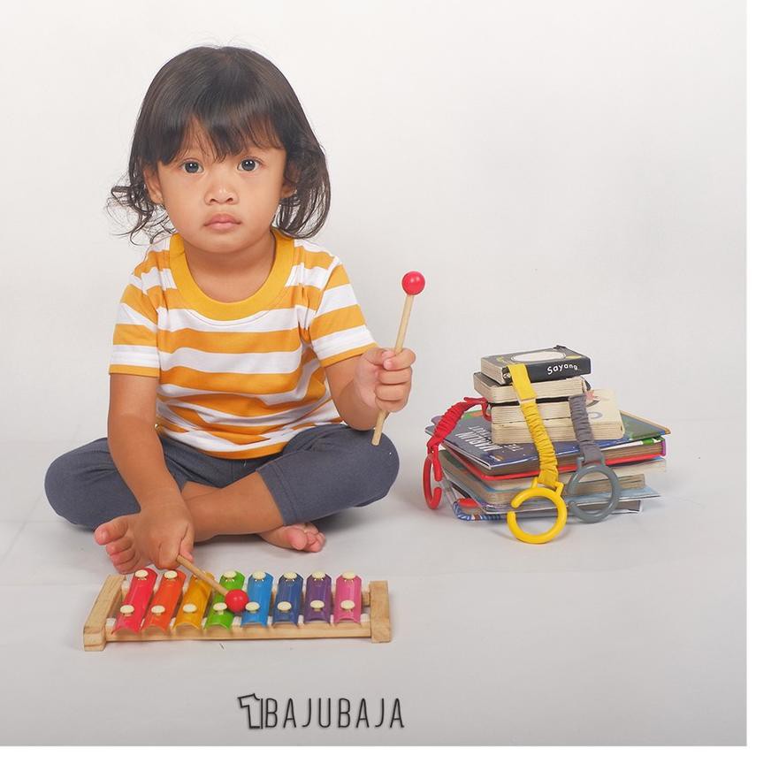 ❂ (NEW) Bajubaja stripe big junior pendek / kaos salur belang anak bahan cotton 30s ♂