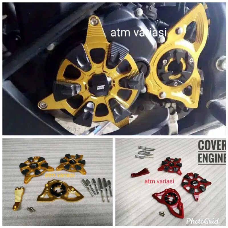 paket hemat 2 cover tutup mesin engine & cover tutup gear Vixion xabre MX king