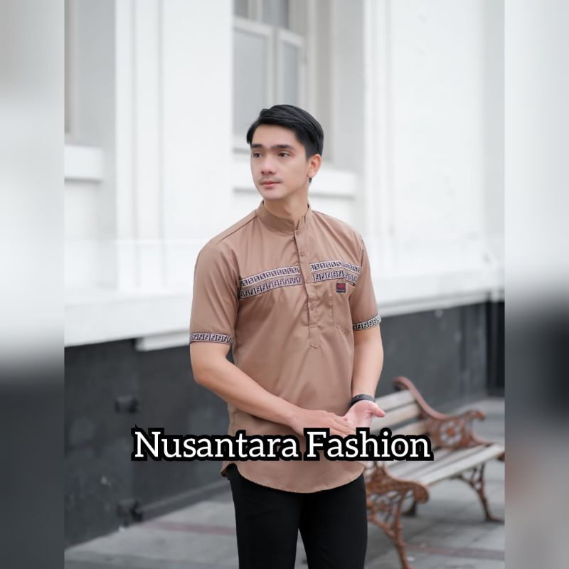 Baju Koko Dewasa Baju Koko Fashion Muslim 2022 SIZE ML XL XXL-Koko FF coklat
