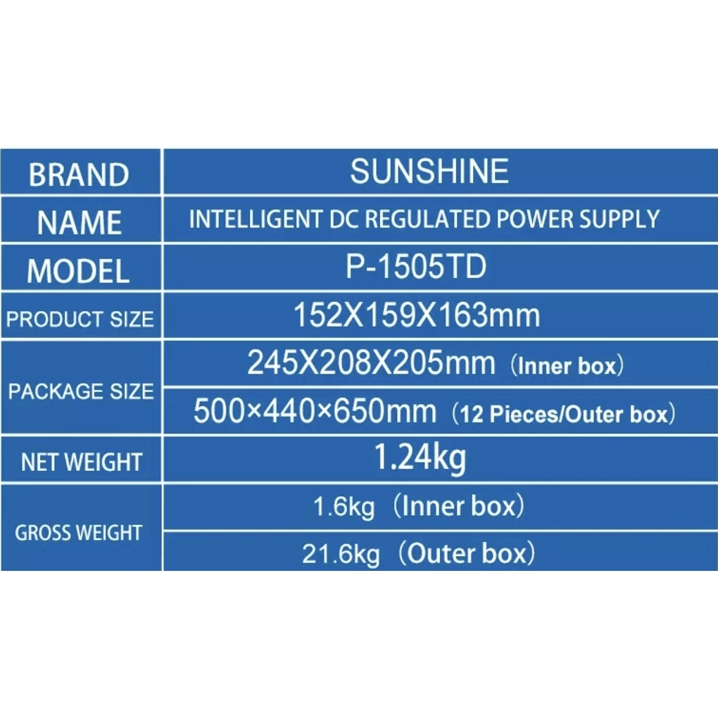 POWER SUPPLY SUNSHINE P-1505TD DIGITAL 5 AMPERE