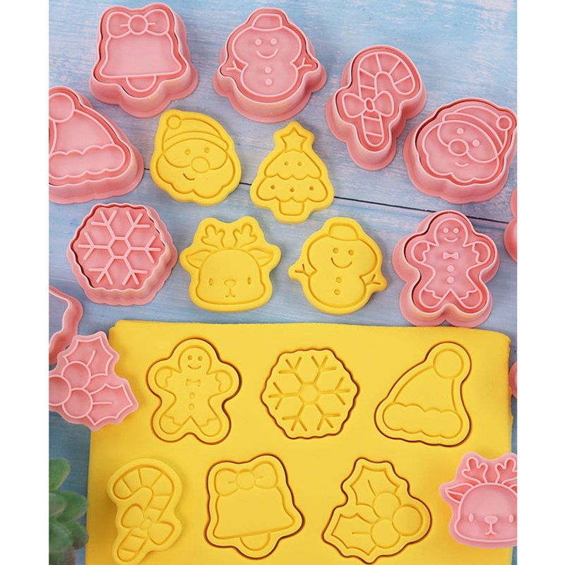 Zzz 10pcs / Set Cetakan Biskuit / Cookies Bentuk Kartun Natal 3D Untuk Aksesoris DIY