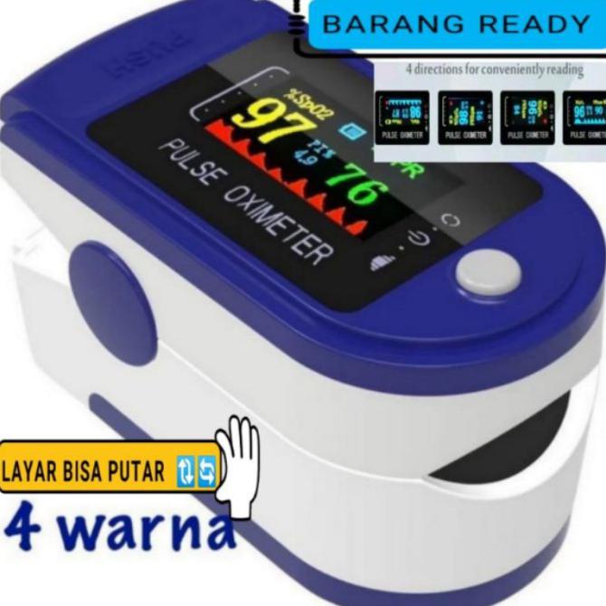 ( BISA COD ) fingertip pulse oximeter oxymeter spo2 alat ukur kadar oksigen darah - Biru TERBAIK