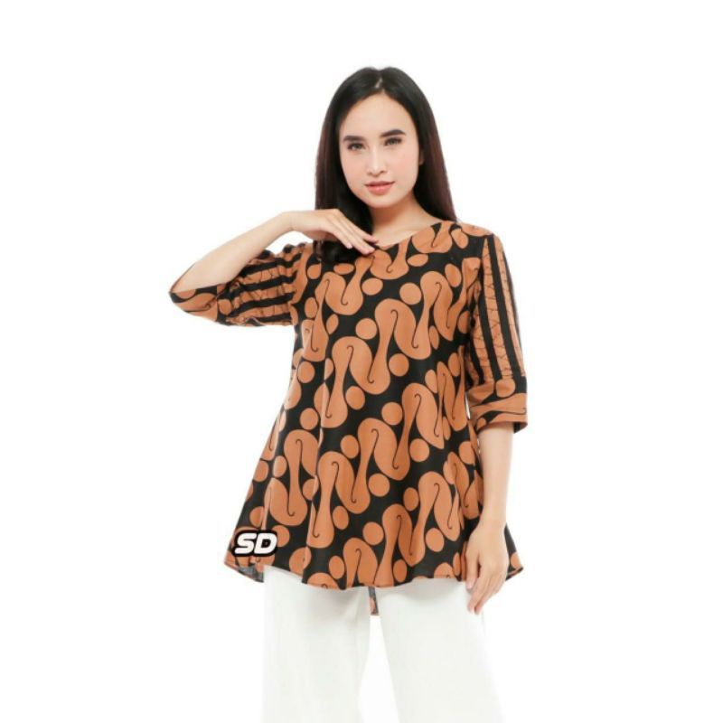 tey-17 Batik Wanita ASJ SA HRB026 Kenogo Kemeja Tosca Pendek-Model 9