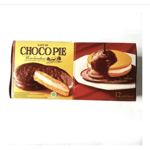 LOTTE CHOCO PIE MARSHMALLOW BOX / 1 PACK ISI 12 pcs / 28gr