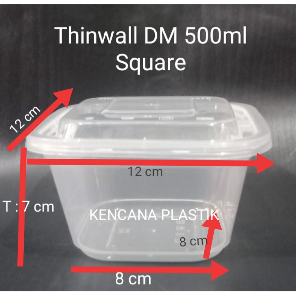 Jual Thinwall Dm 500ml Square Food Container Kotak Makan Plastik Isi 25