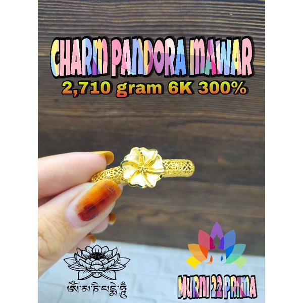 CHARM PANDORA MAWAR EMAS ASLI