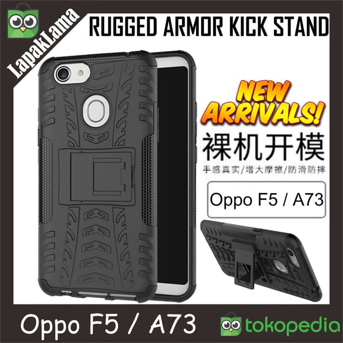 Tersedia Rugged Armor Kick Stand Case Oppo F5 / A73 Softcase Back Oppo F5 A73