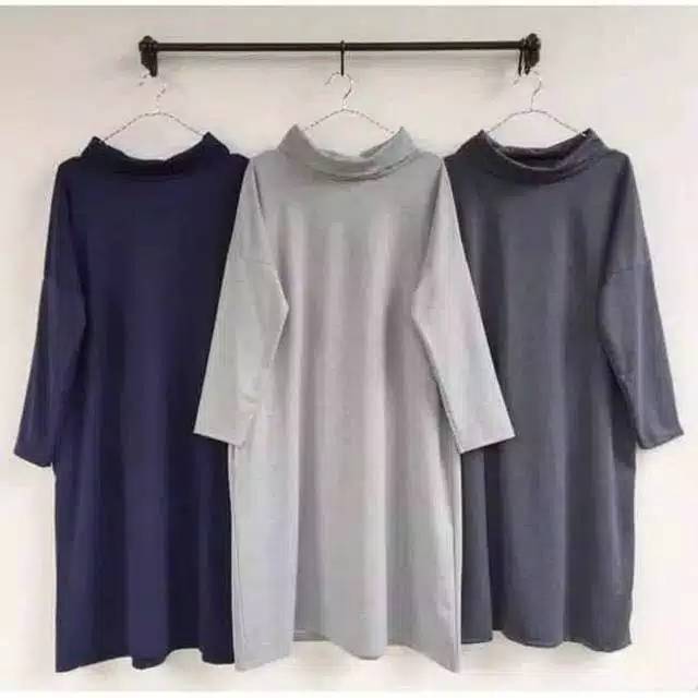 DRESS NISSA SABYAN - KERAH TINGGI POLOS TURTLENECK