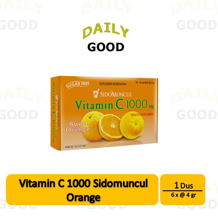 

Vitamin C 1000 Sidomuncul Serbuk Sweet Orange 6's - Daya Tahan Tubuh