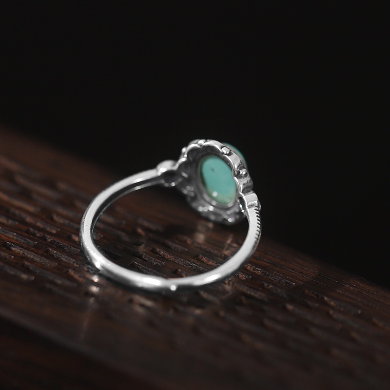 Cincin Model Terbuka Bahan alloy Desain Geometri Hias turquoise Imitasi Gaya Eropaamerika adjustable Untuk Wanita