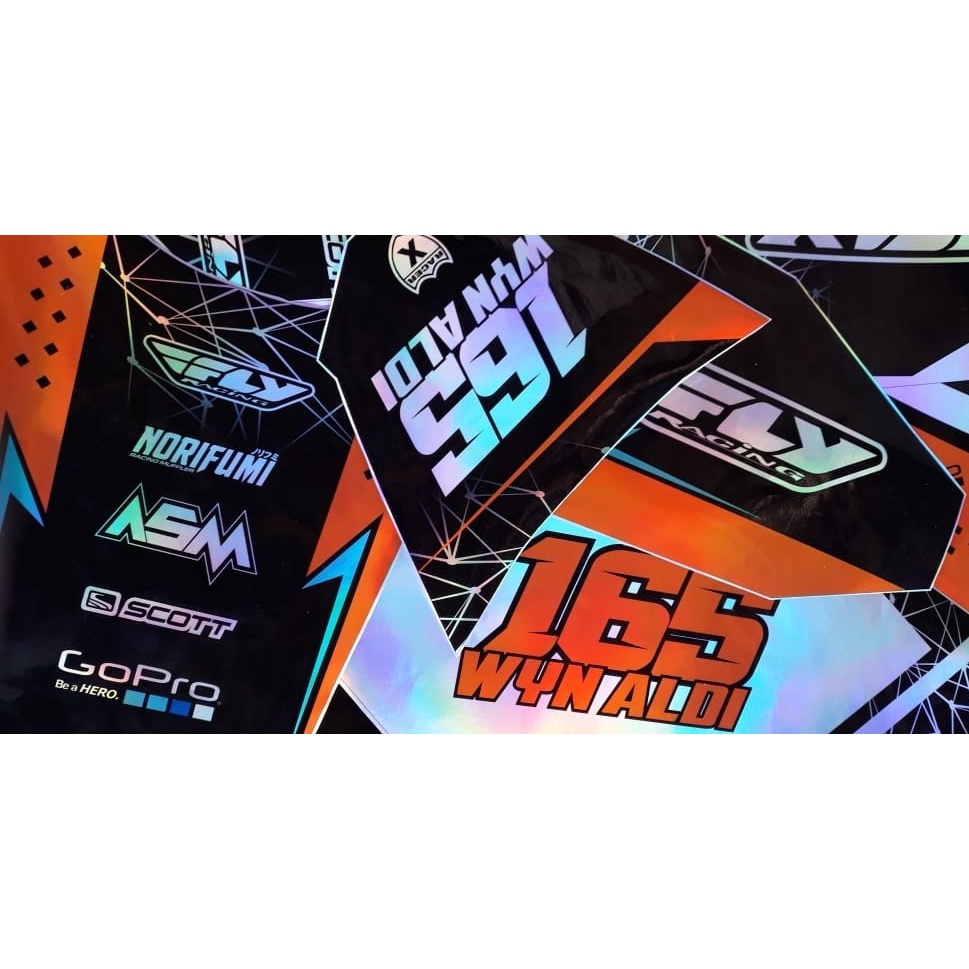 DECAL STIKER KLX 150 BF HOLOGRAM FULLBODY (002) MERAH HITAM