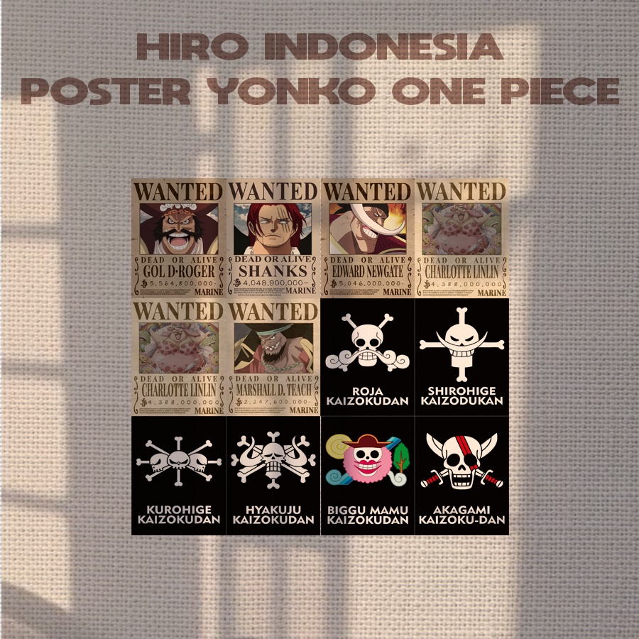 [BACA: POSTER ISI 12PCS UKURAN A5] Poster Anime One Piece Buronan Bounty Mugiwara Crew Terbaru & Kapal Thousand Sunny Go-12PCS | OPxYonko