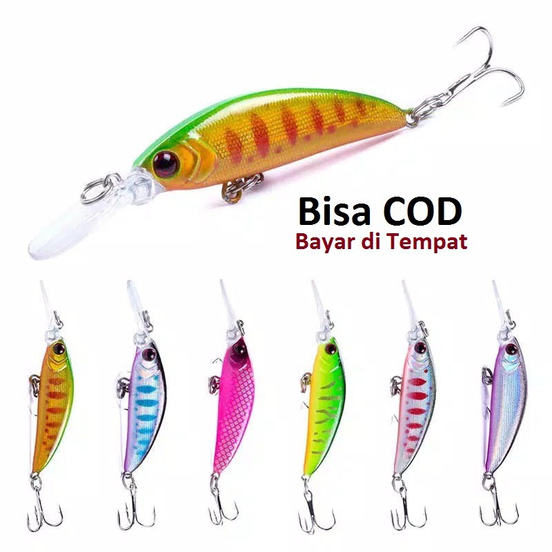 SATU SET (isi 6) 7cm/6gr umpan pancing casting Hampala air keruh dan jernih