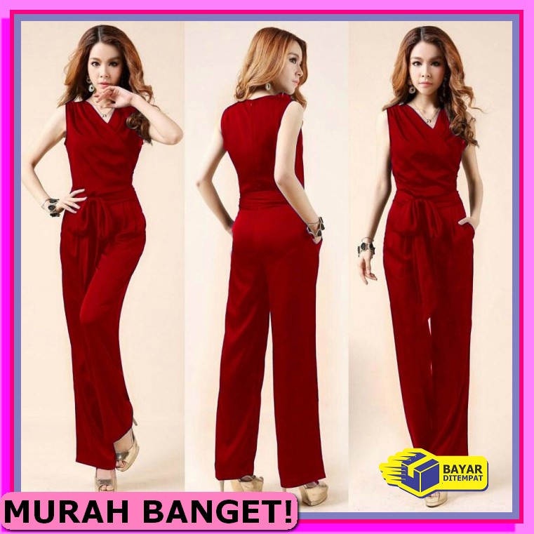 Baju Jumpsuit Muslim Wanita Jumsuit Hijab Panjang Premium Import  ZO503 [Js  Red Ro] Jumpsuit Wanit
