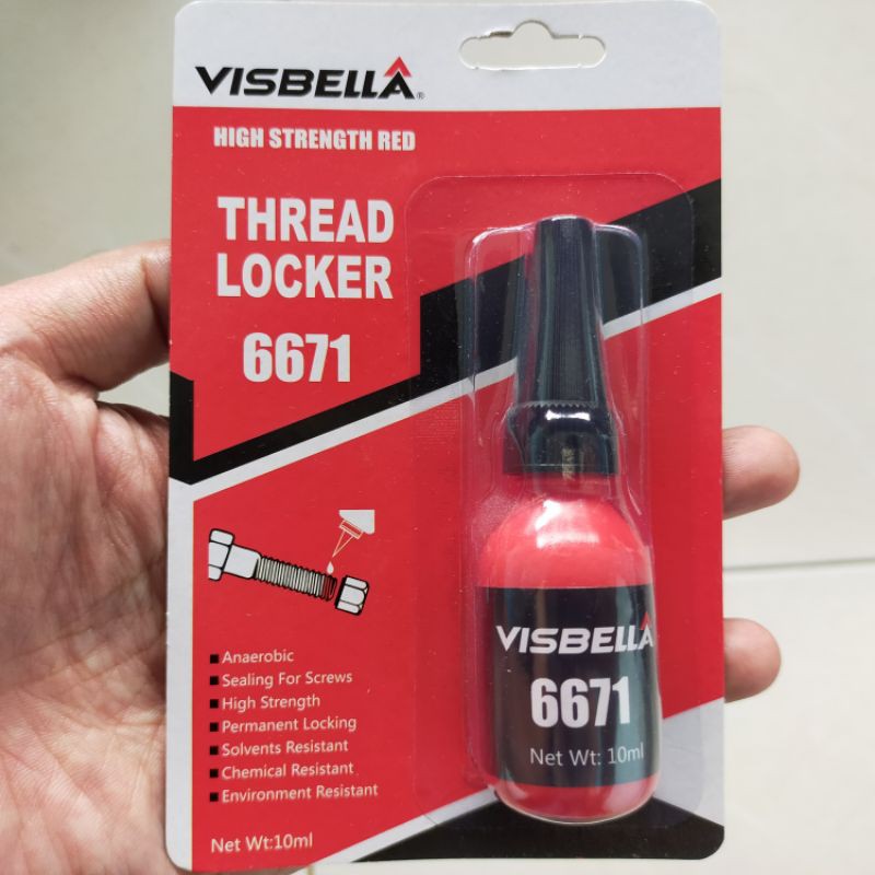 Visbella permanent high strength red threadlocker - lem baut mur