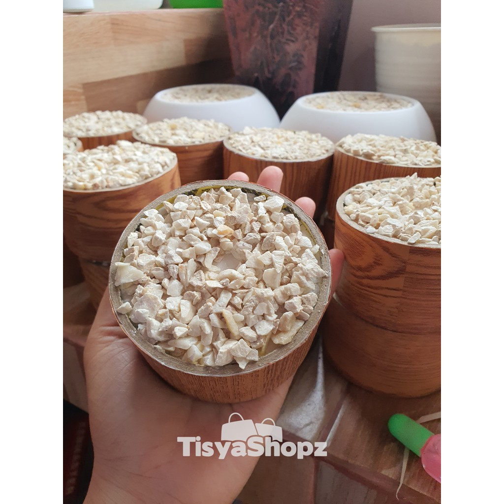 POT BULAT MOTIF KAYU COKLAT / POT MINI