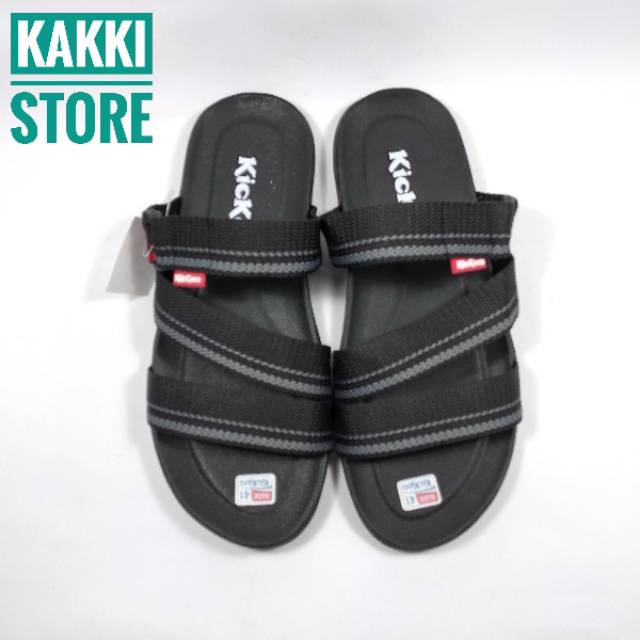 COD SANDAL FLAT HITAM SLIP ON SANDAL KASUAL CASUAL KIKERSS SLOP SLIDE WARNA HITAM TERBARU