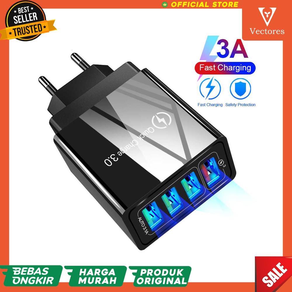 Kepala Charger Head USB Fast Charging 4 Port Handphone Hp Murah