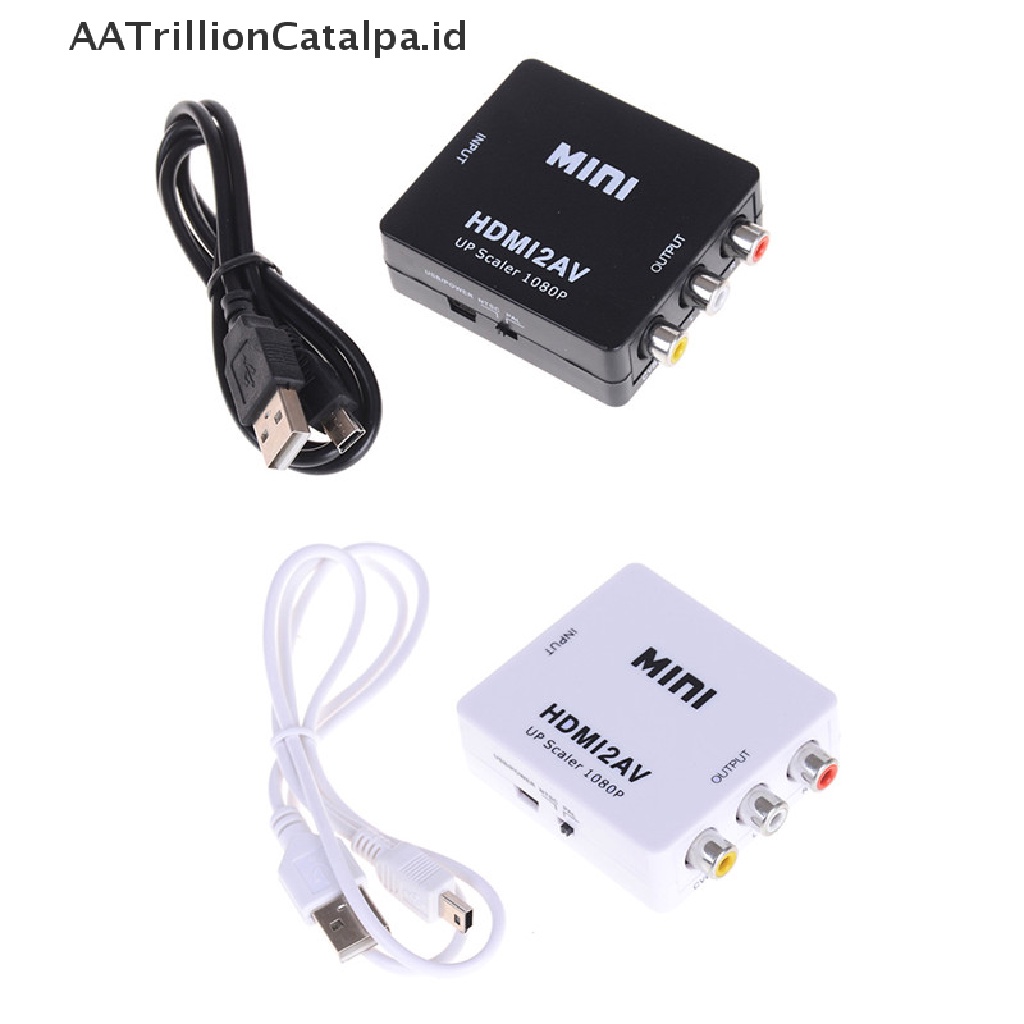 (AATrillionCatalpa) Adapter Konverter Audio Video Mini HDMI2AV Ke AV RCA CVBS 1080P