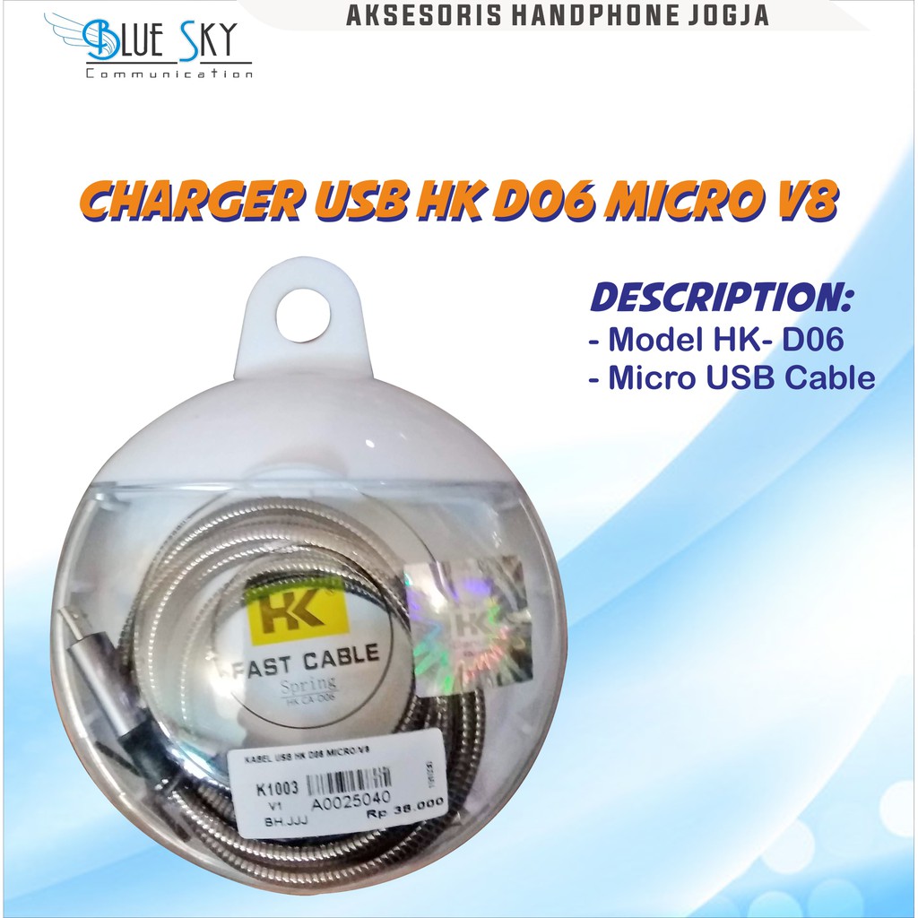 KABEL DATA KABEL CHARGER USB HK D06 MICRO V8 2.4A