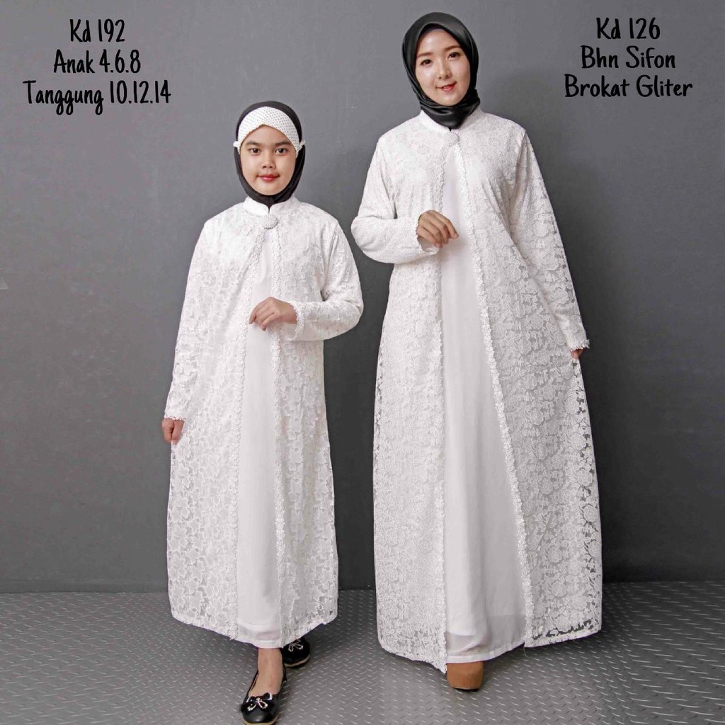 CHIANOZ Baju  Anak  Gamis Putih Busana  Muslim  Brukat Full 