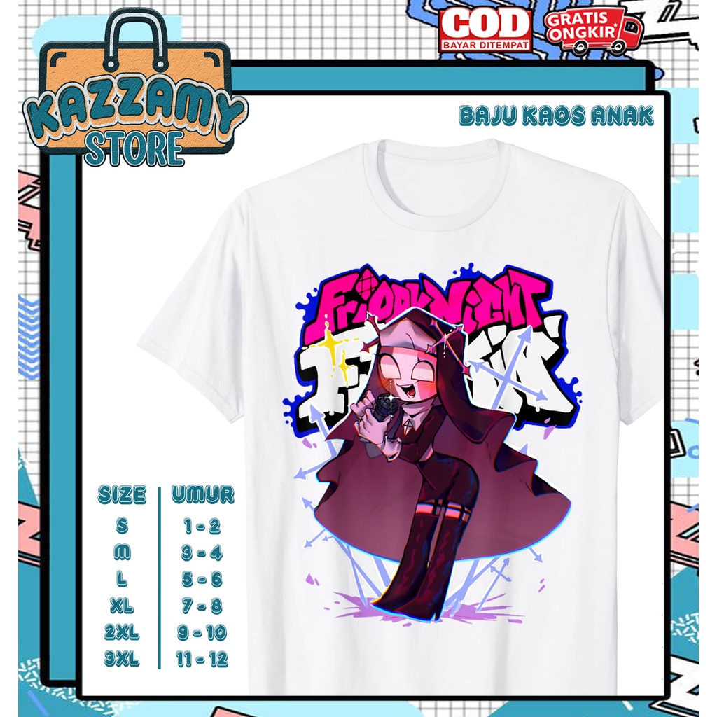Kaos Anak 3D Baju Anak FNF Friday Night Funkin Sarvente - Kaos Anak 3D Funkin FNF - Kazzamy