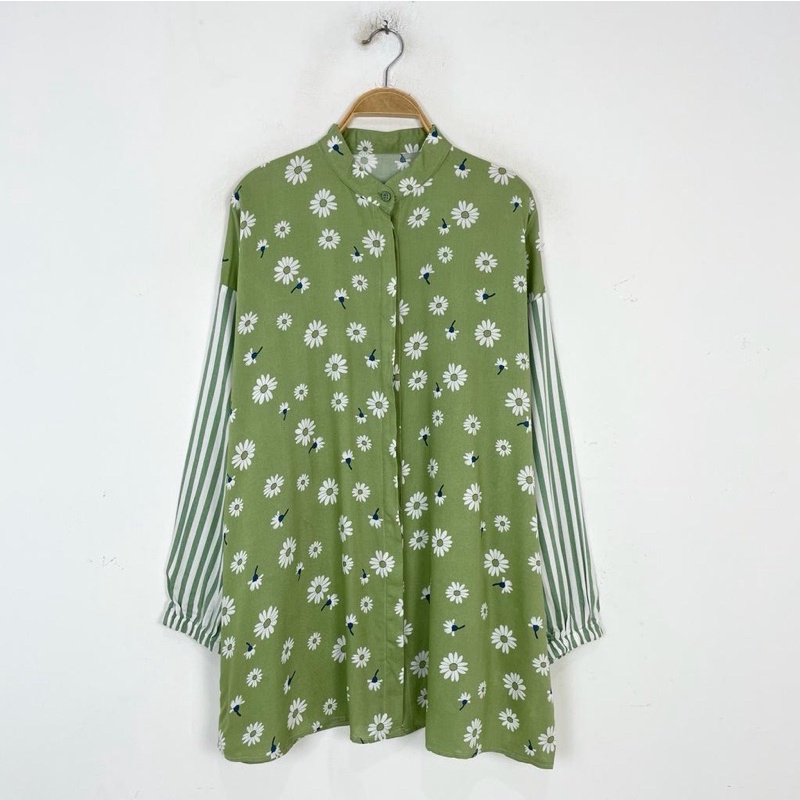 kemeja wanita  motif bahan rayon // kemeja-Foto 5