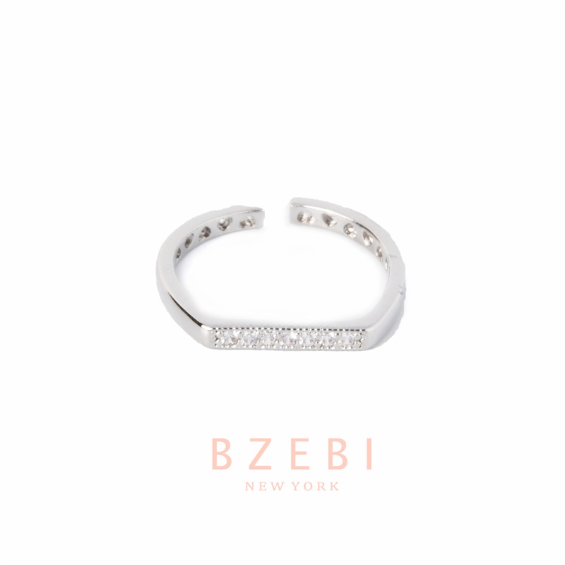 Bzebi Cincin Platinum 18k Model Terbuka Adjustable Hias Berlian Imitasi Gaya Klasik Korea 283r