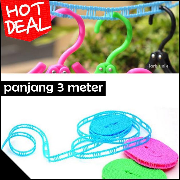 Tali Jemuran Baju  Pakaian 5 M (meter) Praktis Gantungan Hanger