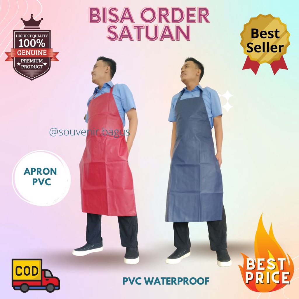 Apron Celemek PVC Anti Air Waterproof cuci piring steam barista kepster terlaris murah 110cm