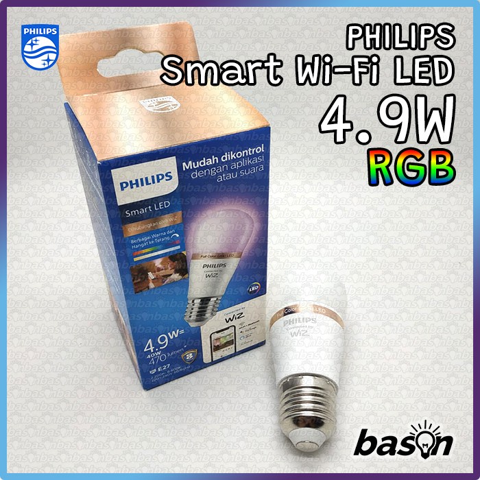 PHILIPS Smart WiFi LED 4.9W P45 Color RGB WiZ Connected 5W