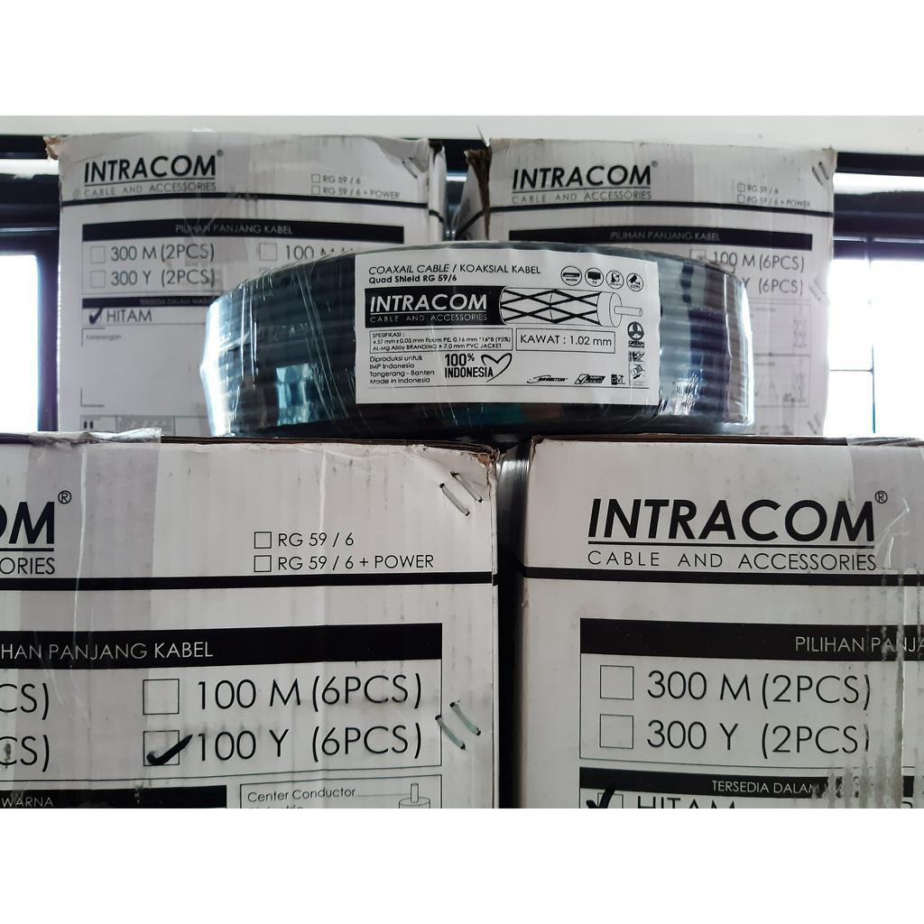 Kabel Antena TV 100/300 Yard/Meter+ Jack TV 5C RG6 Coaxial INTRACOM