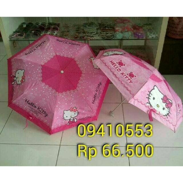 Payung pink karakter hello kitty